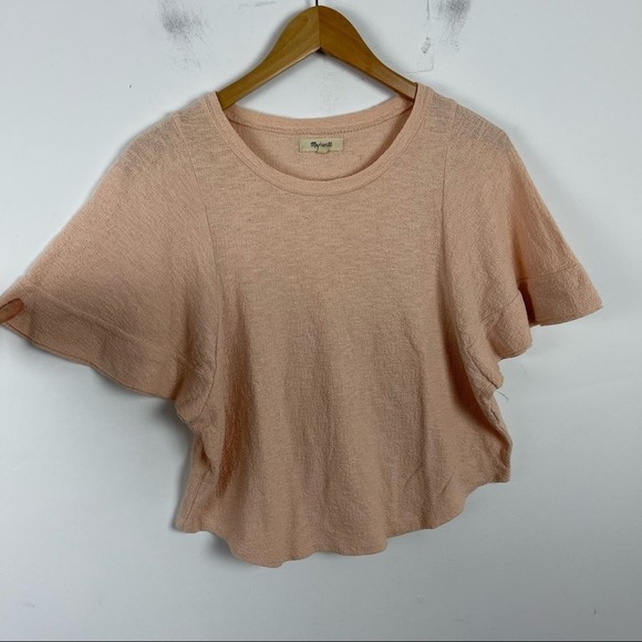 Madewell Texture & Thread Flutter Sleeve Relaxed fit Top Size XS Pink/Peach - Picture 3 of 12
